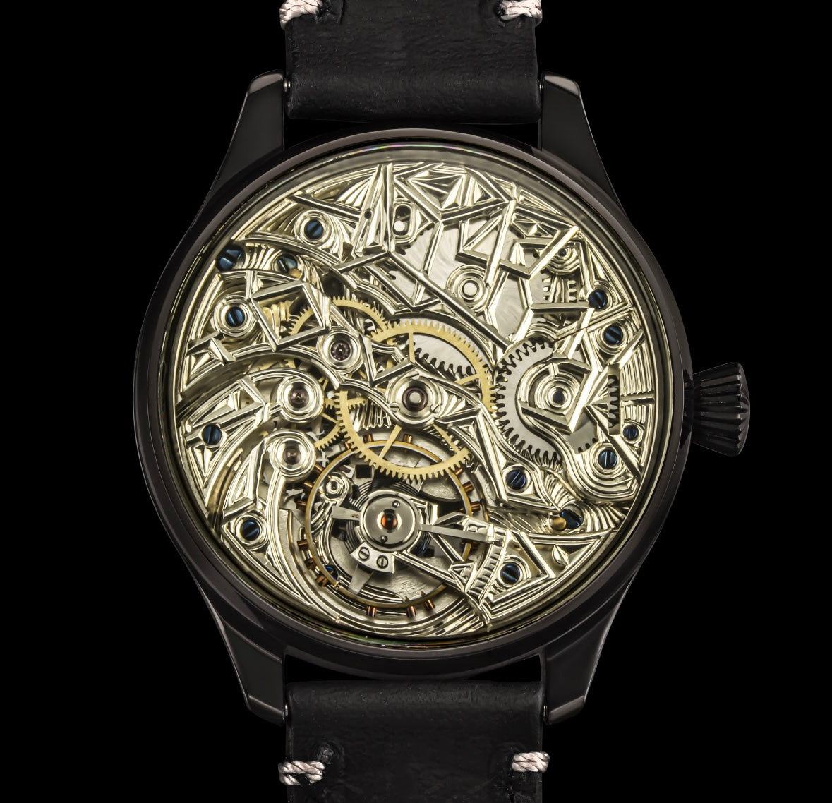 Mole custom skeleton watch with antique mechanism of 1920s, Model: Father & Son.