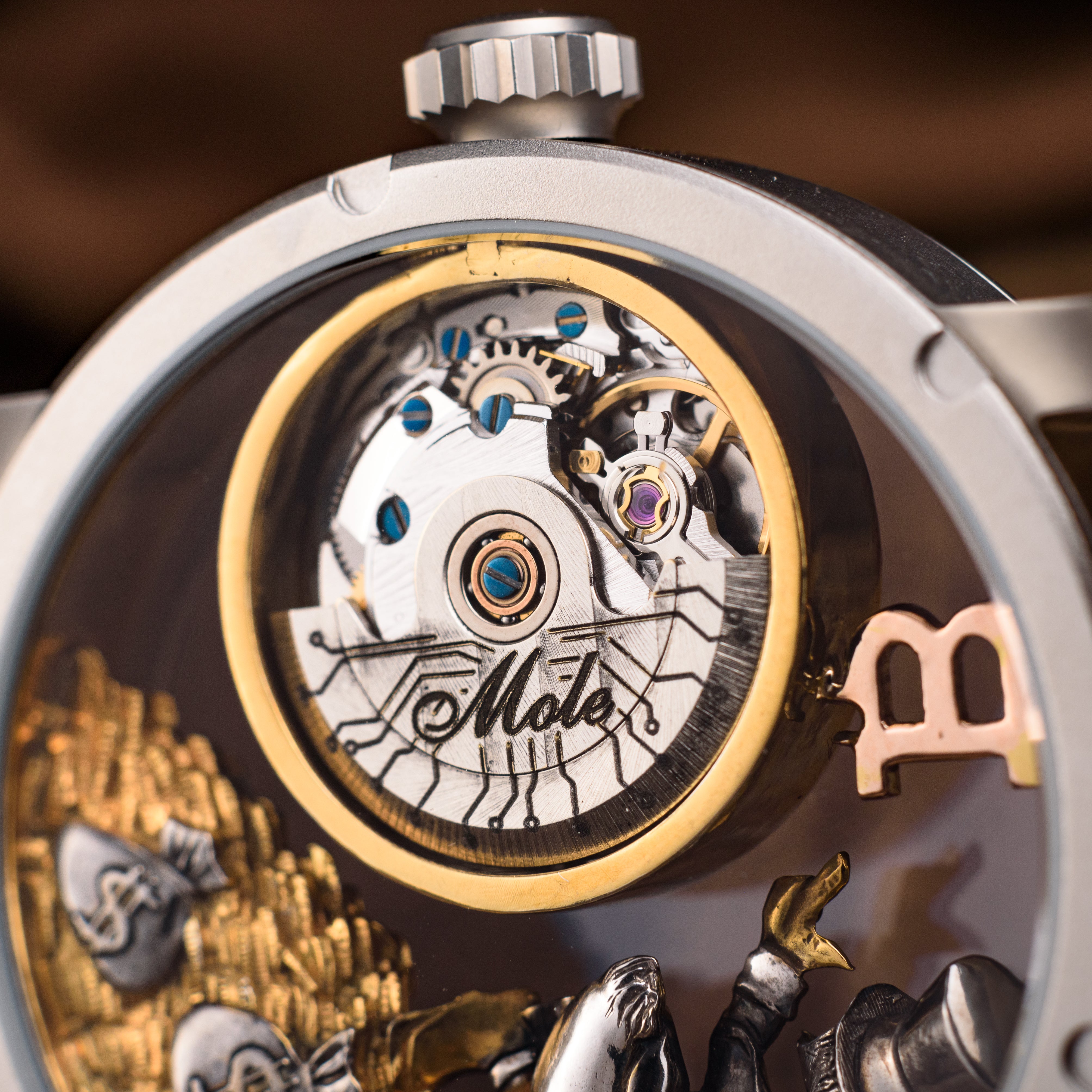Mole - Bitcoin of Uncle Scrooge, ETA 2671 automatic, 3D skeleton wristwatch