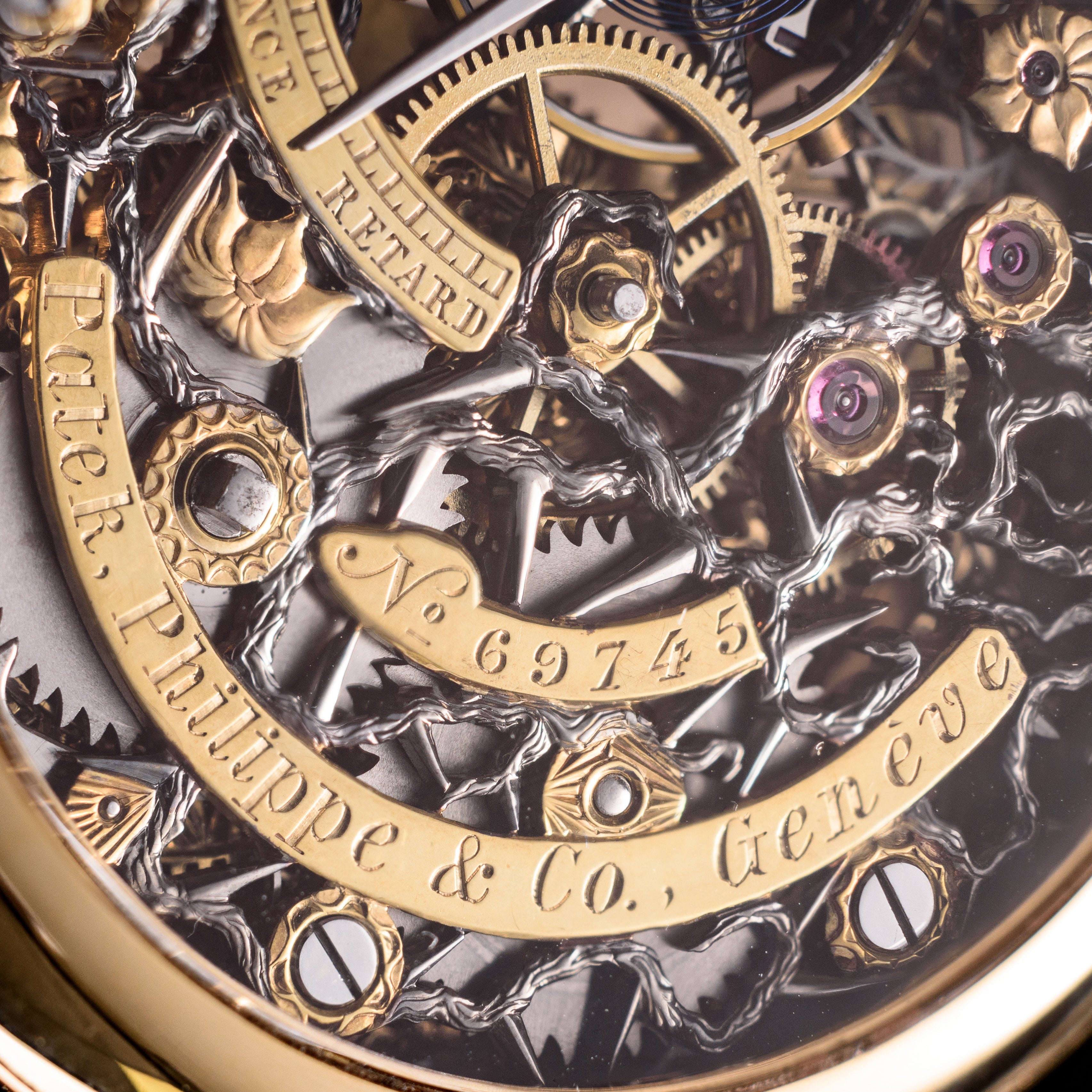 Mole. Skeleton Patek Philippe Watch. Angel and demon. Movement 1880s